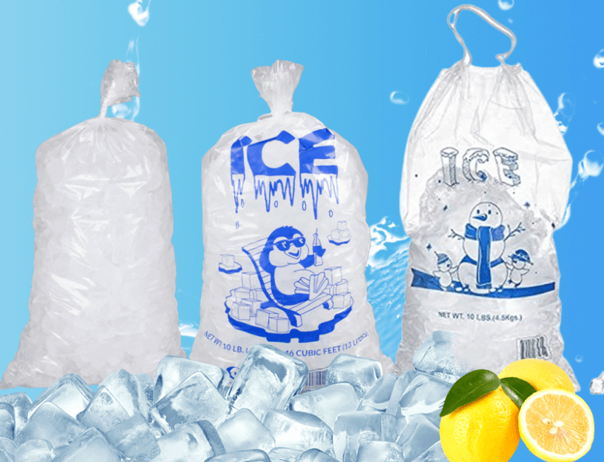 Refrigerated transparent plastic ice bags Refrigerated transparent plastic ice bags