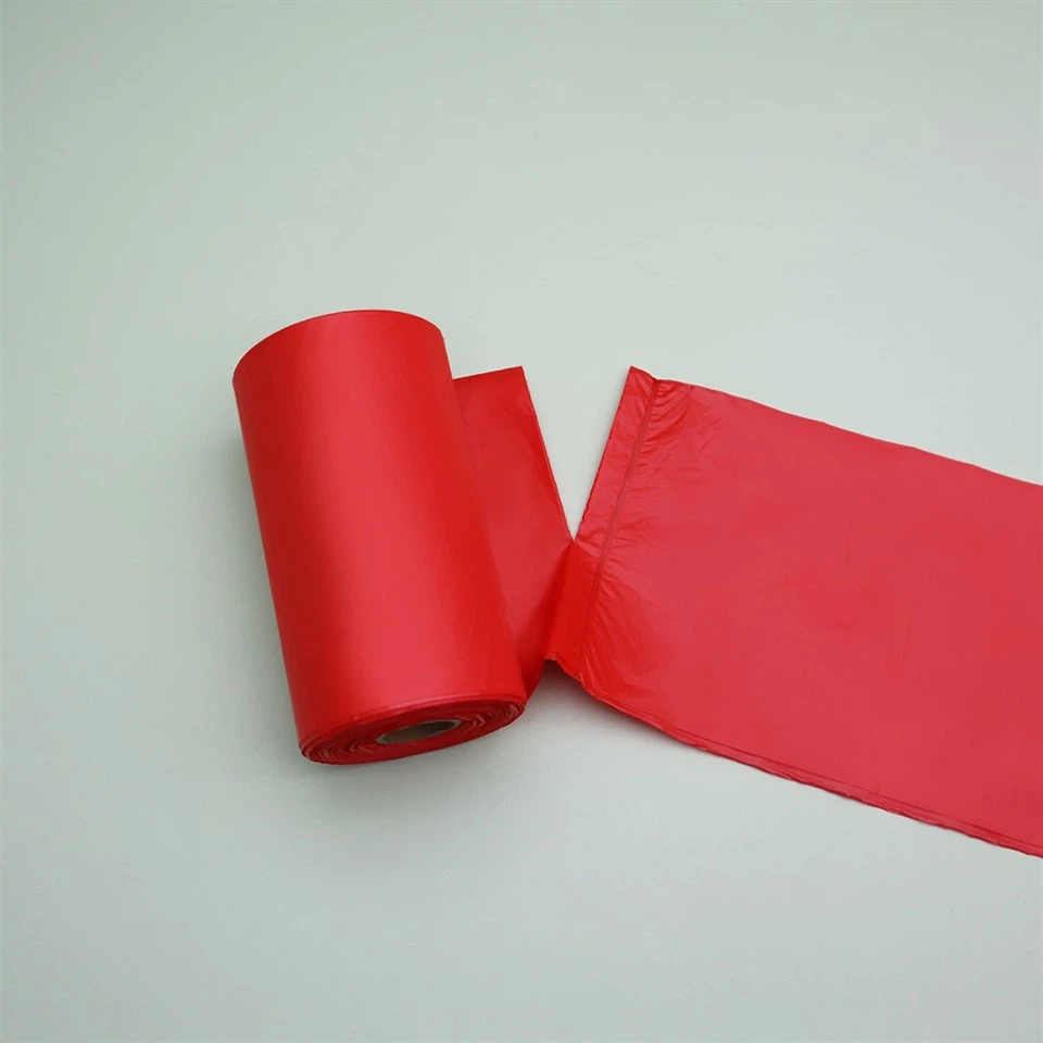 Red Plastic Trash Bag Roll
